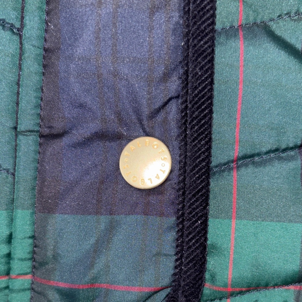 Sale-Talbots Green and Navy Quilted Plaid Puffer Jacket - Picture 4 of 11